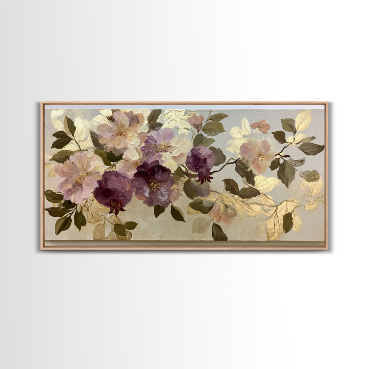 Pomegranate and Gold Leaf Botanical Study Canvas Print, Dining Room Art, Print, Dining Room Decor, Watercolor Art, Dining, DRA-2x1-52