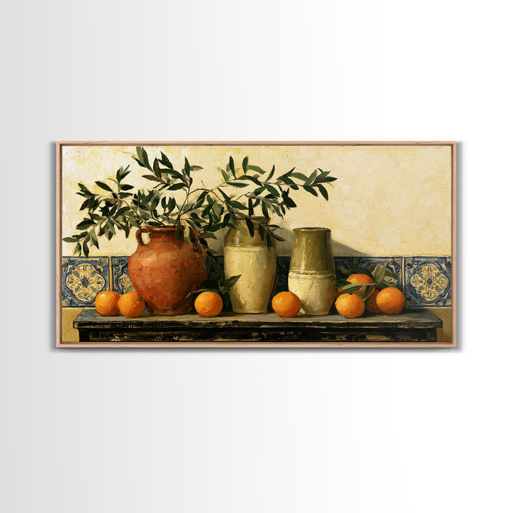 Mediterranean Olive Branch and Citrus Arrangement Canvas Print, Dining Room Art, Printable Wall Art, Dining Room Decor, Dining, DRA-2x1-56