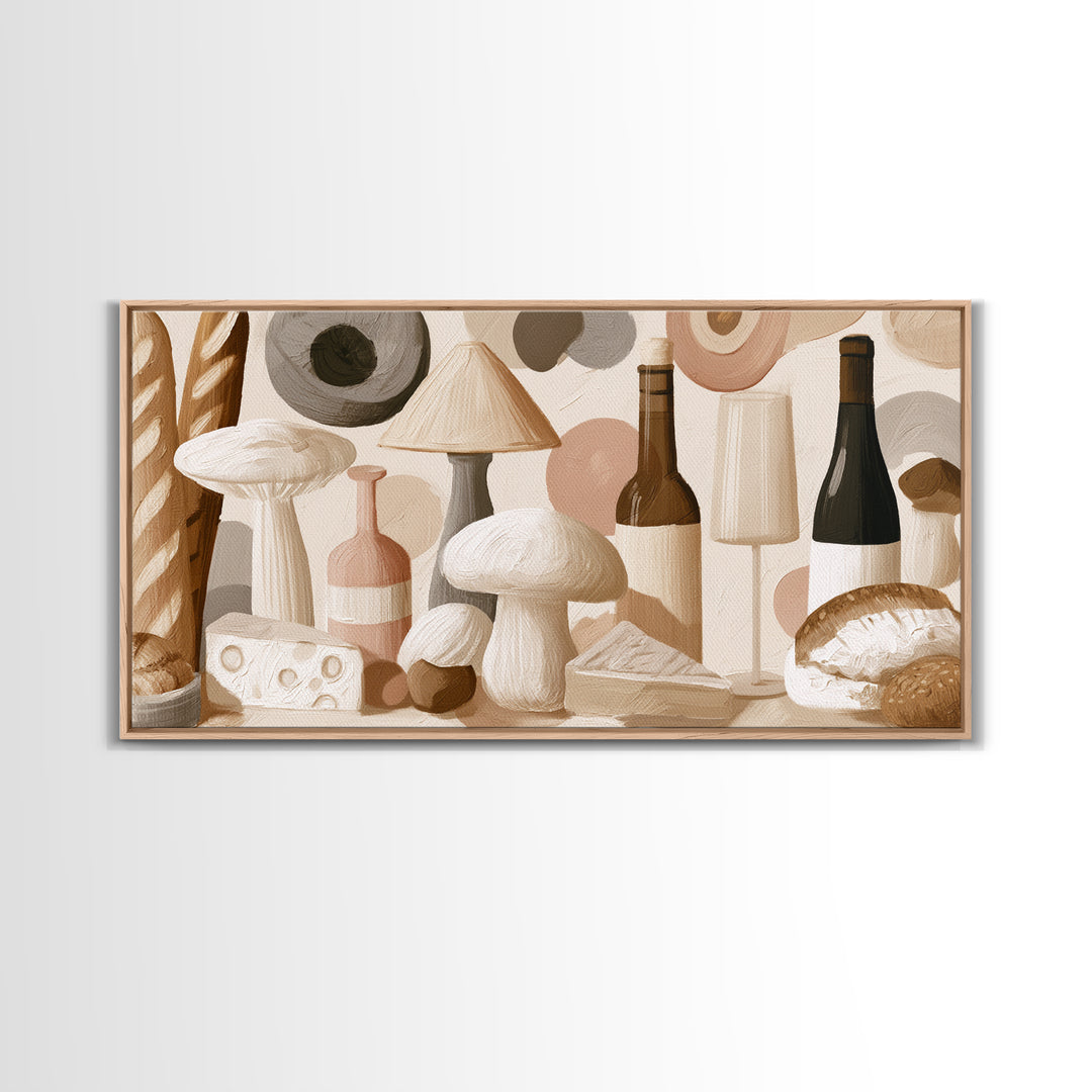 French Bistro Food Illustration Without Text Framed Canvas Print, Dining Room Art, Modern Decor, Dining Room Decor, Dining, DRA-2x1-6