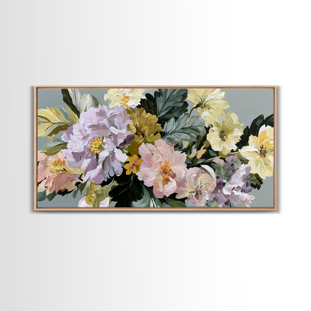 Large Expressive Flower Vase Framed Canvas Print, Dining Room Art, Printable Art, Dining Room Decor, Watercolor Art, Dining, DRA-2x1-92