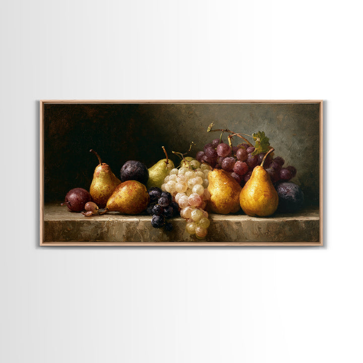 Classical Fruit Still Life Canvas Print, Dining Room Art, Large Wall Art, Dining Room Decor, Dining, Watercolor Painting, DRA-2x1-93