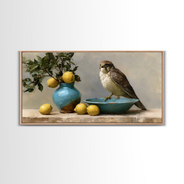 Italian Lemon Branch Framed Canvas Print, Dining Room Art, Canvas Wall Art, Dining Room Decor, Watercolor Art, Dining, DRA-2x1-97