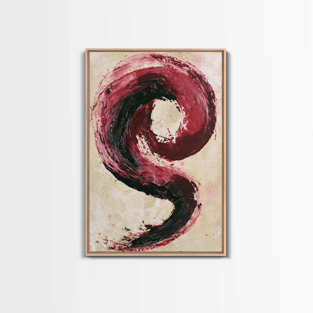 Abstract Red Wine Swirl Framed Canvas Print, Dining Room Art, Gallery Decor, Dining Room Decor, Dining, Minimalist Decor, DRA-2x3-2