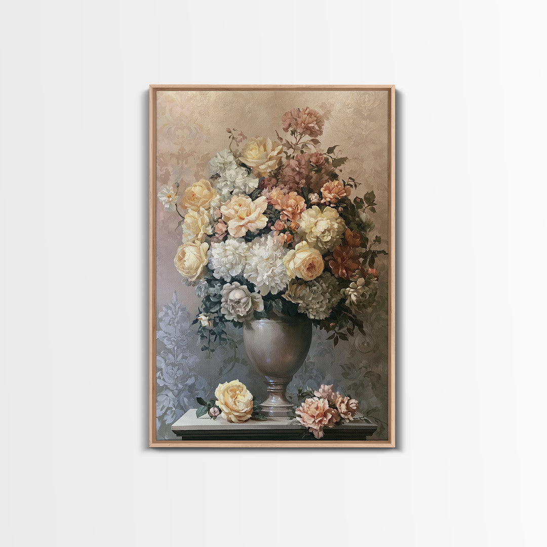 Classic Dutch Feast Arrangement Framed Canvas Print, Dining Room Art, Watercolor Painting, Dining Room Decor, Fine Art, Dining, DRA-2x3-3