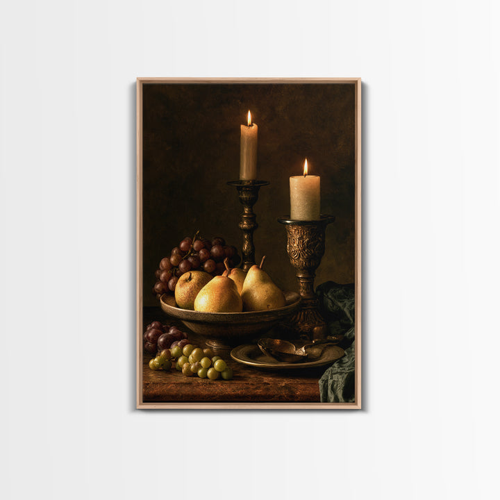 Classical Fruit Still Life Framed Canvas Print, Dining Room Art, Wall Art, Dining Room Decor, Watercolor Art, Dining, DRA-2x3-33