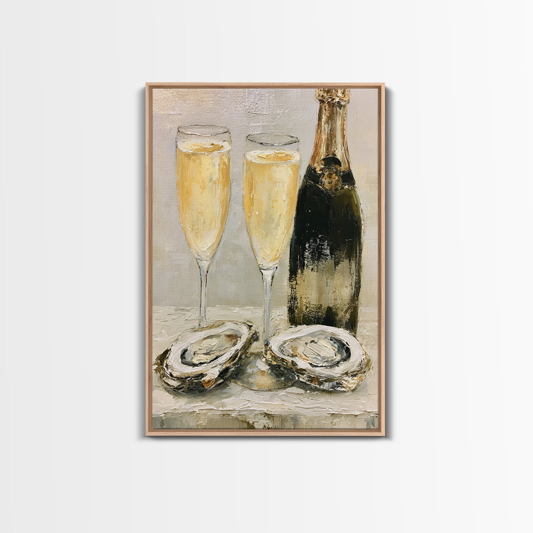 Elegant Oyster and Champagne Still Life Canvas Print, Dining Room Art, Wall Decor, Dining Room Decor, Fine Art, Dining, DRA-2x3-39