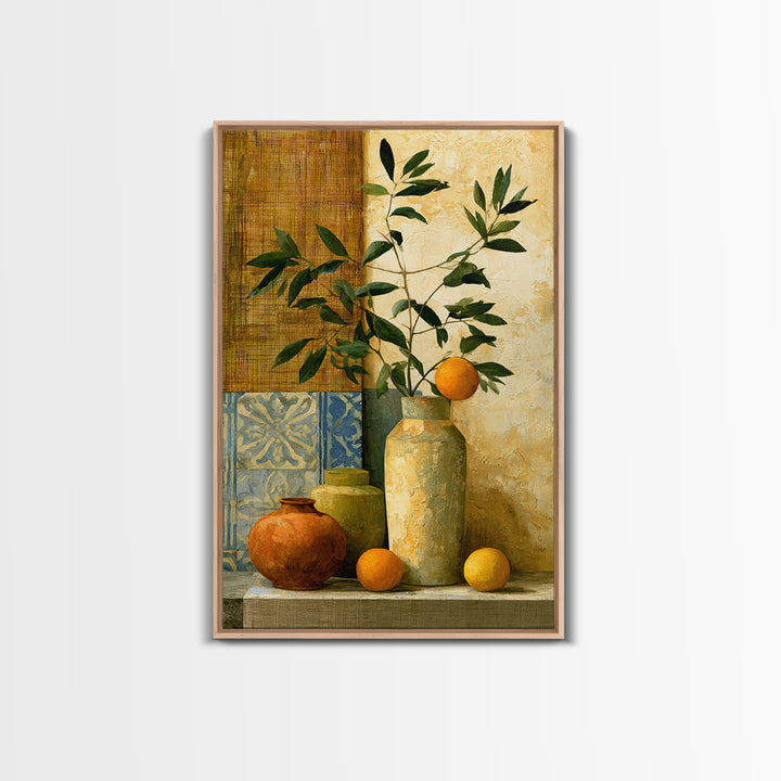 Mediterranean Olive Branch and Citrus Arrangement Canvas Print, Dining Room Art, Bedroom Wall Art, Dining Room Decor, Dining, DRA-2x3-44