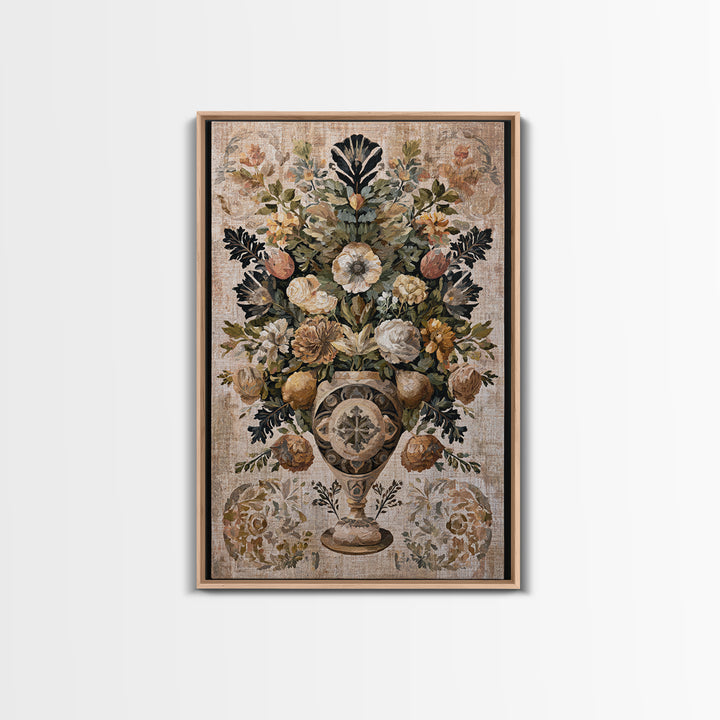 Classic Dutch Feast Arrangement Framed Canvas Print, Dining Room Art, Food Art, Dining Room Decor, Oil Painting, Dining, DRA-2x3-51