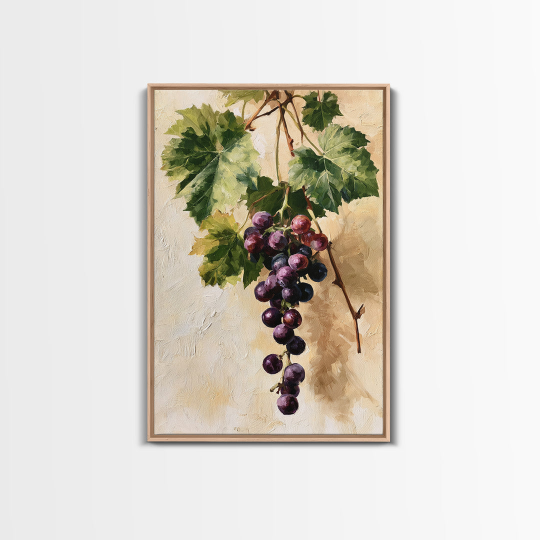 Botanical Grapevine with Leaves and Fruit Canvas Print, Dining Room Art, Contemporary Art, Dining Room Decor, Dining, DRA-2x3-53