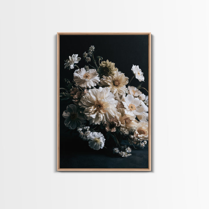 Moody Dark Background Bouquet for Formal Dining Canvas Print, Dining Room Art, Luxury Decor, Dining Room Decor, Dining, DRA-2x3-67