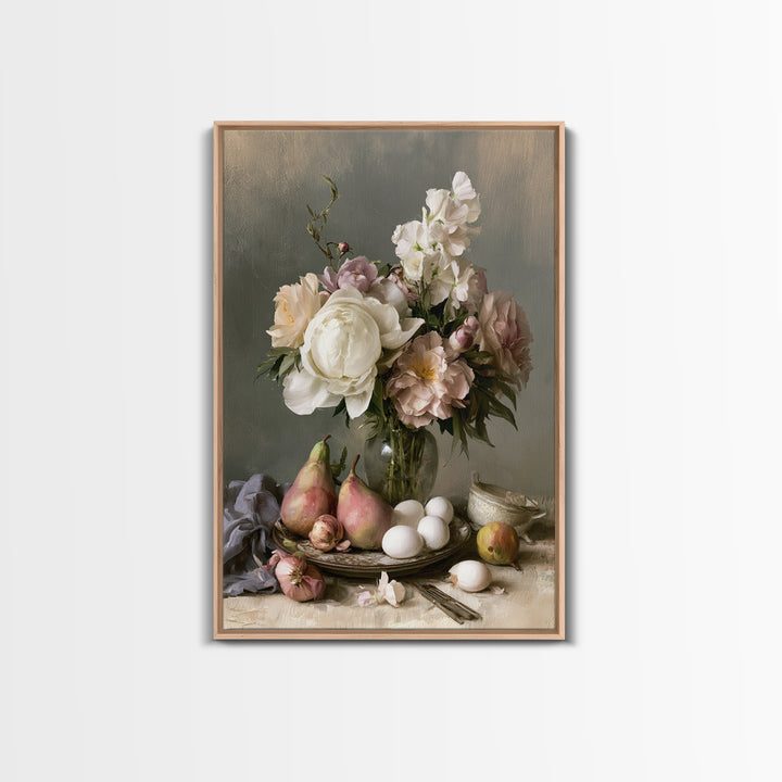 Classic Dutch Feast Arrangement Framed Canvas Print, Dining Room Art, Room Decor, Dining Room Decor, Fine Art, Dining, DRA-2x3-75