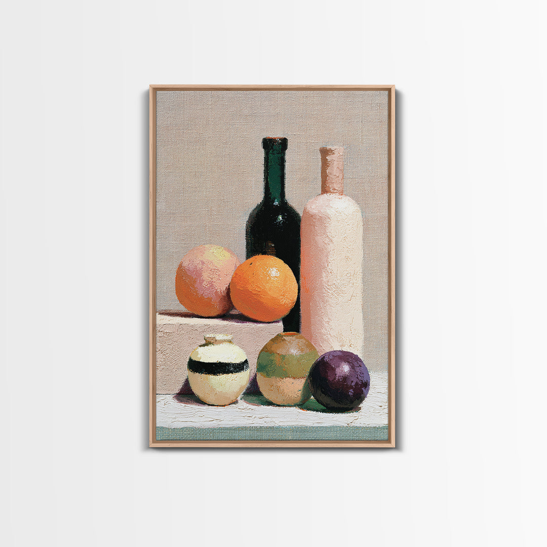 Peach and Plum Still Life Framed Canvas Print, Dining Room Art, Canvas Wall Art, Dining Room Decor, Fine Art, Dining, DRA-2x3-76