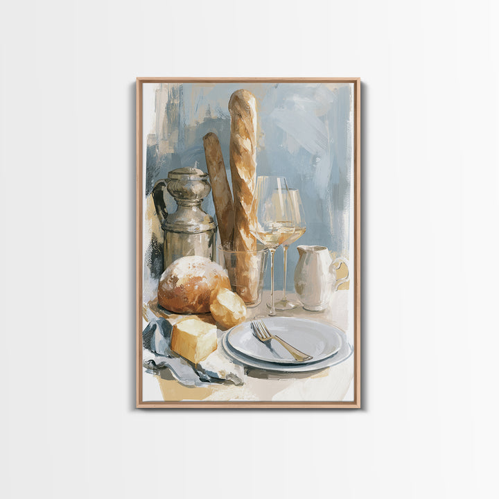 French Bistro Food Illustration Without Text Framed Canvas Print, Dining Room Art, Home Decor, Dining Room Decor, Dining, DRA-2x3-90