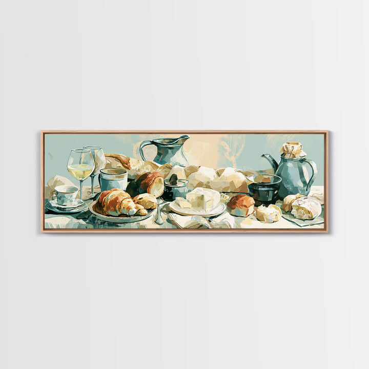 French Bistro Food Illustration Without Text Framed Canvas Print, Dining Room Art, Wall Art, Dining Room Decor, Dining, DRA-3x1-2