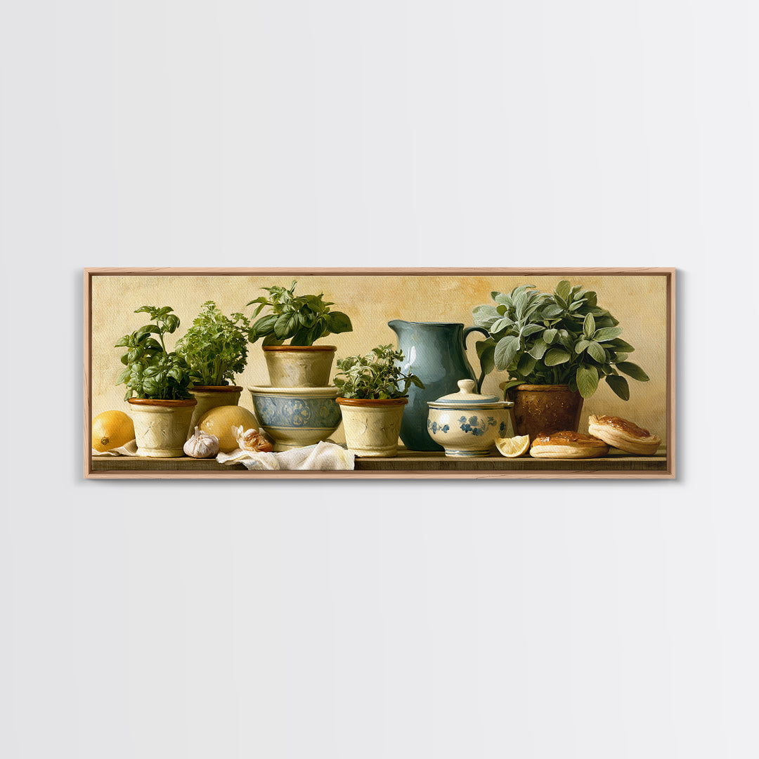 Modern Kitchen Herbs Canvas Print, Dining Room Art, Printable Art, Dining Room Decor, Abstract Art, Dining, Coastal Wall Art, DRA-3x1-25