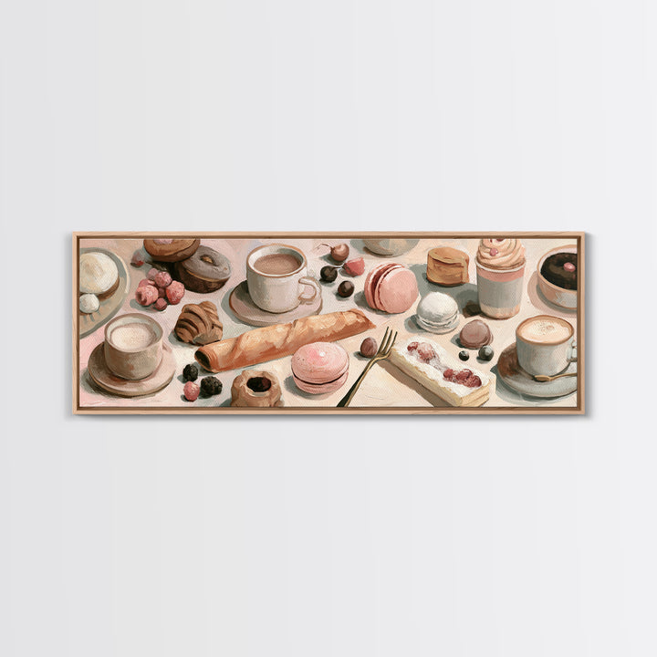 French Bistro Food Illustration Without Text Canvas Print, Dining Room Art, Canvas Wall Art, Dining Room Decor, Watercolor Art, DRA-3x1-50