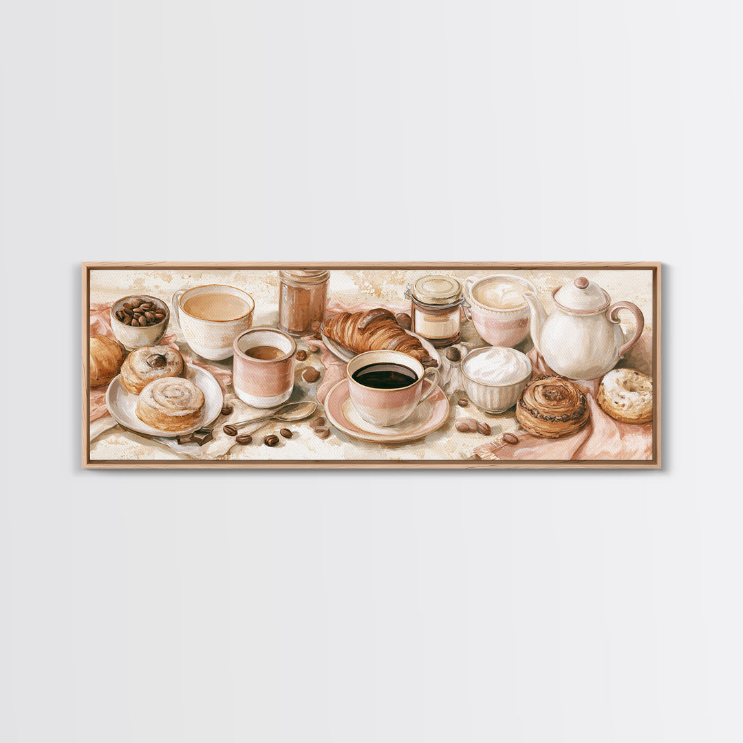 Coffee and Pastry Scene for Breakfast Nook Canvas Print, Dining Room Art, Modern Wall Art, Dining Room Decor, Fine Art, Dining, DRA-3x1-54