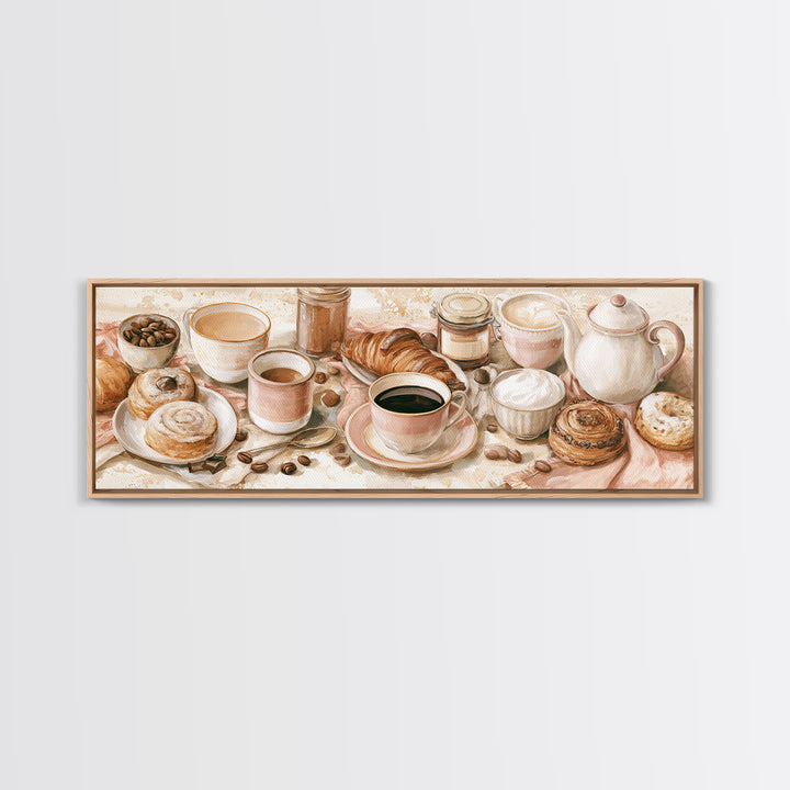 Coffee and Pastry Scene for Breakfast Nook Canvas Print, Dining Room Art, Modern Wall Art, Dining Room Decor, Fine Art, Dining, DRA-3x1-54
