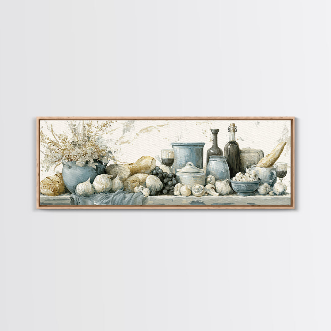 French Bistro Food Illustration Without Text Canvas Print, Dining Room Art, Digital Print, Dining Room Decor, Dining, DRA-3x1-74