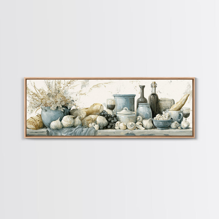 French Bistro Food Illustration Without Text Canvas Print, Dining Room Art, Digital Print, Dining Room Decor, Dining, DRA-3x1-74