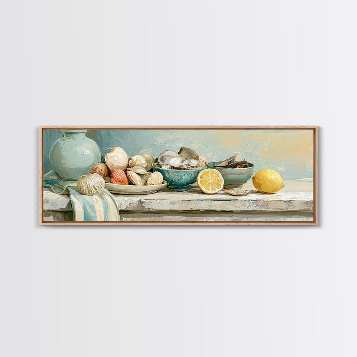 Shellfish and Lemon Still Life Canvas Print, Dining Room Art, Wall Art, Dining Room Decor, Fine Art, Dining, Printable Art, DRA-3x1-80
