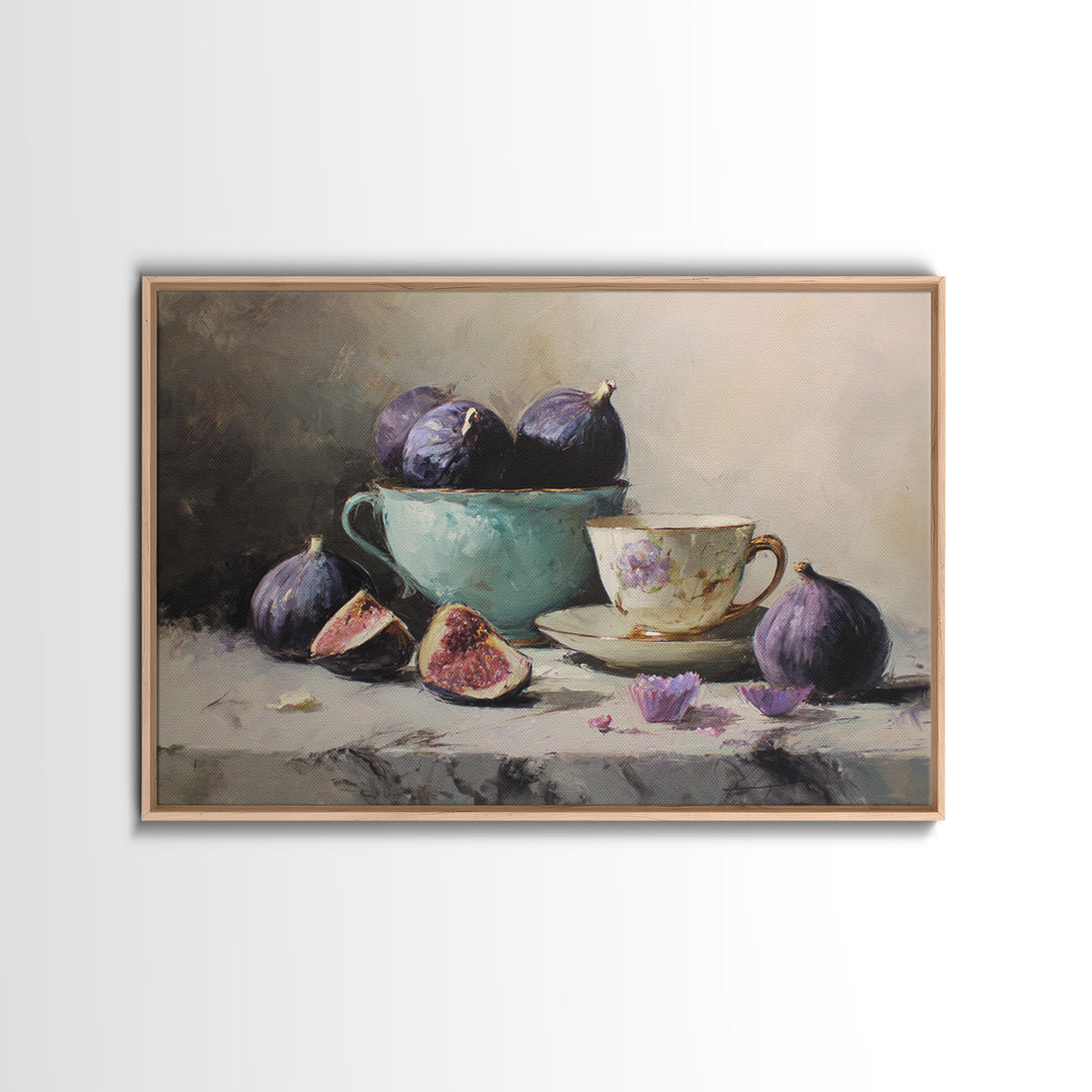 Pomegranate and Gold Leaf Botanical Study Canvas Print, Dining Room Art, Print, Dining Room Decor, Oil Painting, Dining, DRA-3x2-12