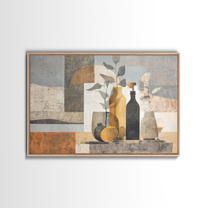 French Bistro Food Illustration Without Text Framed Canvas Print, Dining Room Art, Home Decor, Dining Room Decor, Dining, DRA-3x2-14