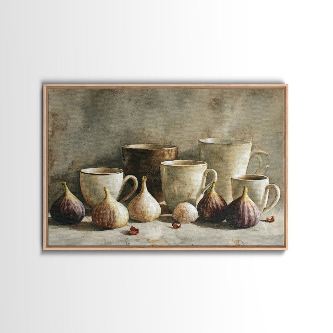 Coffee and Pastry Scene for Breakfast Nook Framed Canvas Print, Dining Room Art, Fall Decor, Dining Room Decor, Dining, DRA-3x2-18