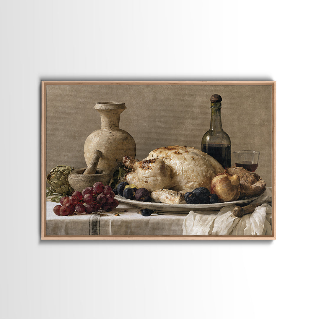 Classic Dutch Feast Arrangement Framed Canvas Print, Dining Room Art, Canvas Wall Art, Dining Room Decor, Fine Art, Dining, DRA-3x2-23