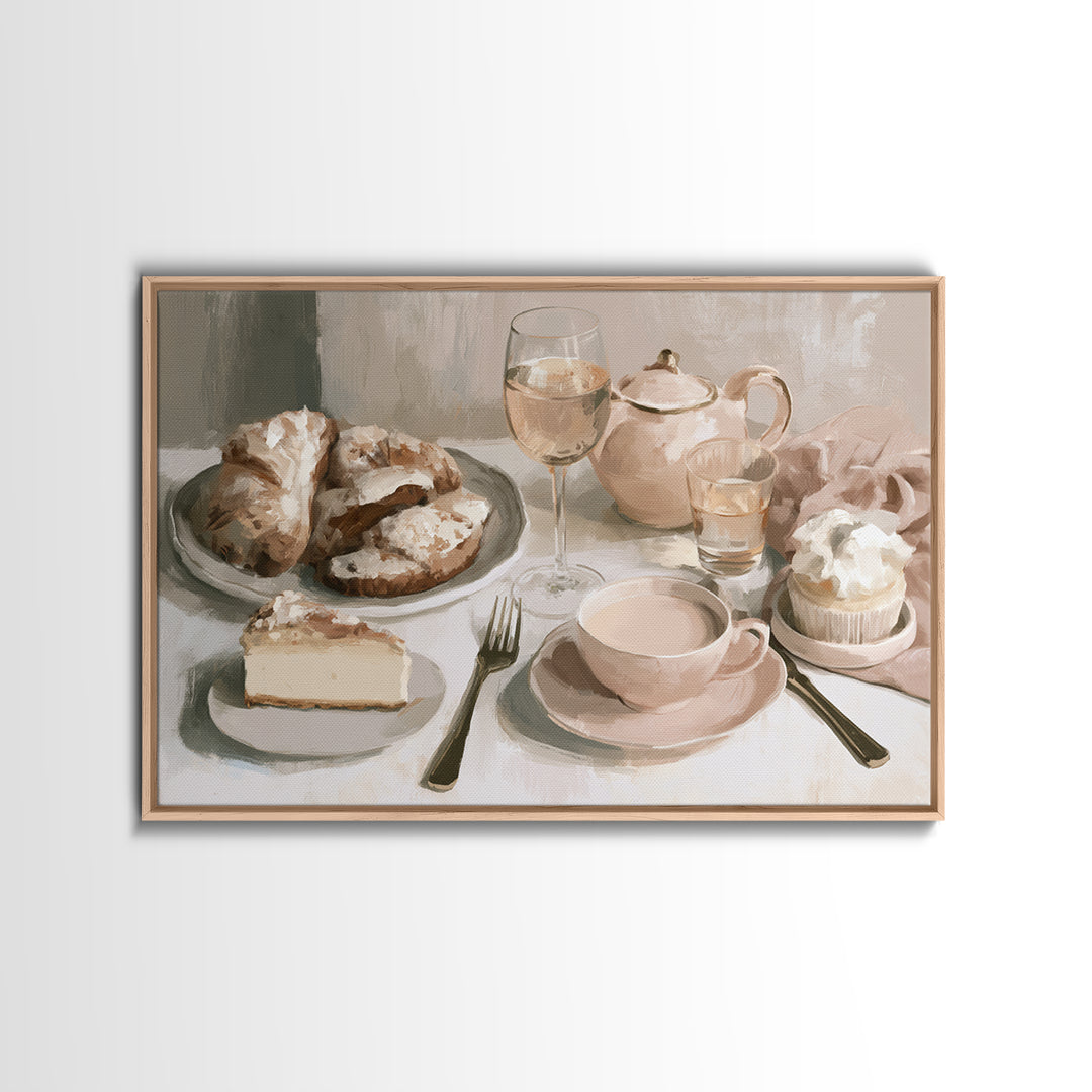 French Bistro Food Illustration Without Text Canvas Print, Dining Room Art, Abstract Art, Dining Room Decor, Fine Art, Dining, DRA-3x2-38