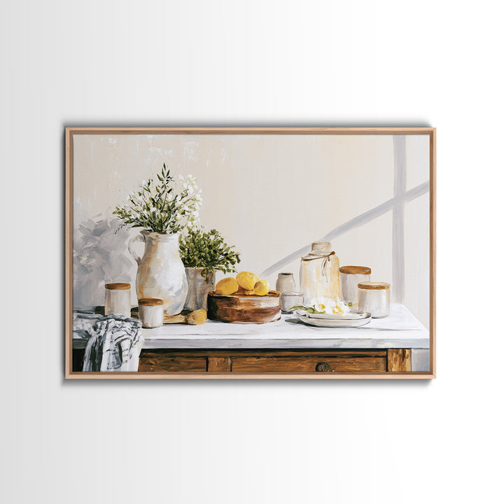 Sunlit Farmhouse Table Objects Without Room View Canvas Print, Dining Room Art, Living Room Decor, Dining Room Decor, Dining, DRA-3x2-45