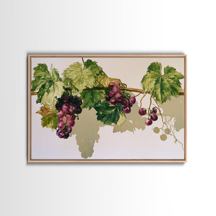 Botanical Grapevine with Leaves and Fruit Canvas Print, Dining Room Art, Abstract Wall Art, Dining Room Decor, Oil Painting, DRA-3x2-49