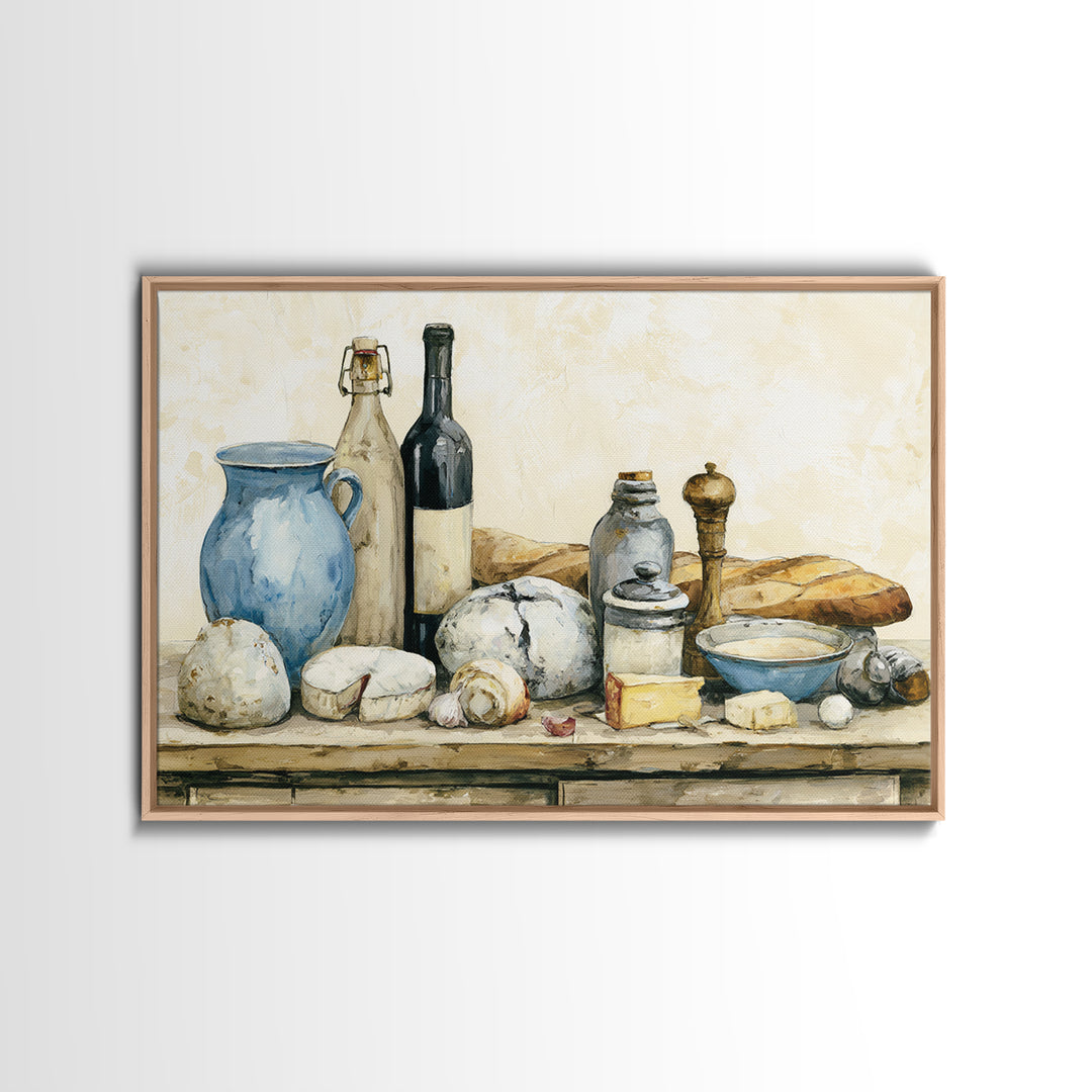 French Bistro Food Illustration Without Text Canvas Print, Dining Room Art, Abstract Art, Dining Room Decor, Fine Art, Dining, DRA-3x2-62