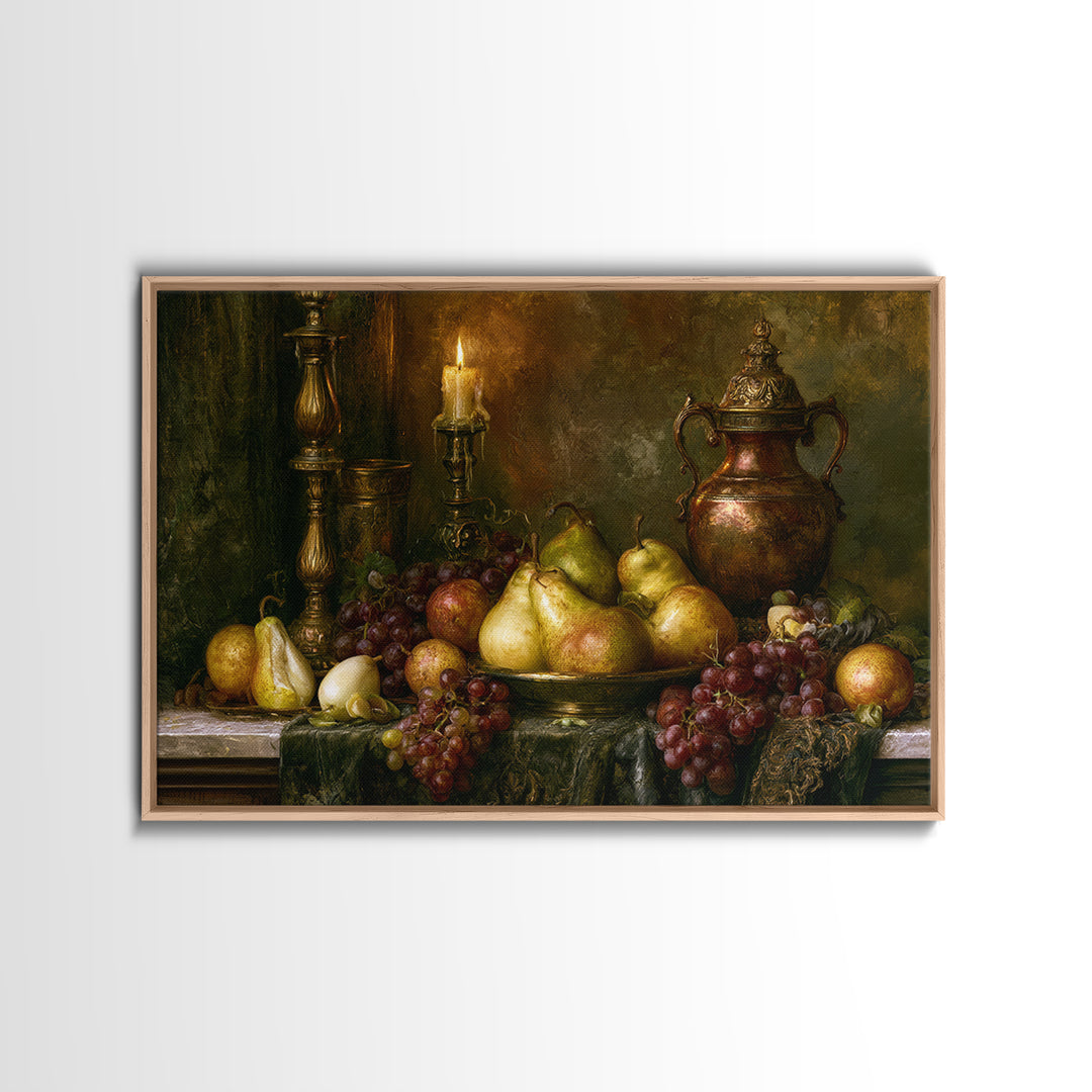 Classical Fruit Still Life Framed Canvas Print, Dining Room Art, Kitchen Wall Decor, Dining Room Decor, Fine Art, Dining, DRA-3x2-77