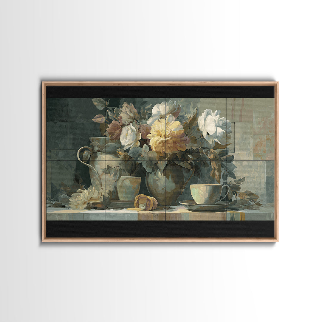 Italian Lemon Branch Framed Canvas Print, Dining Room Art, Abstract Art, Dining Room Decor, Oil Painting, Dining, DRA-3x2-9