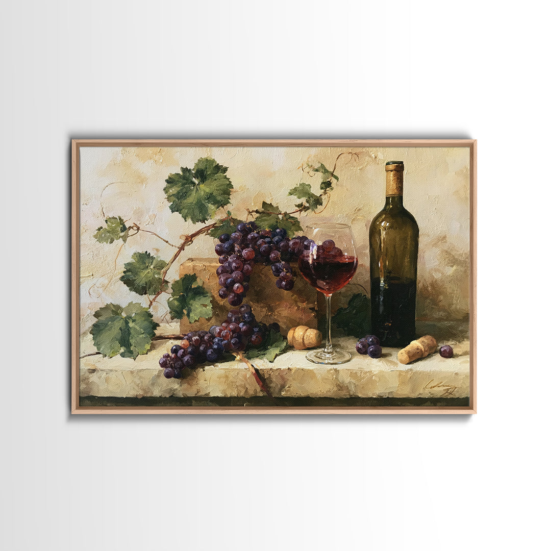 Botanical Grapevine with Leaves and Fruit Canvas Print, Dining Room Art, Set of 3 Prints, Dining Room Decor, Dining, DRA-3x2-97