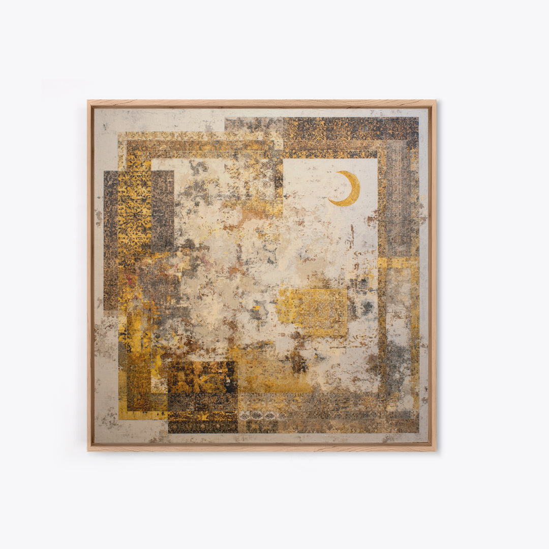 Abstract Shapes Layered Framed Canvas Print, Eclectic Art, Boho Decor, Living Room Decor, Abstract Art, Eclectic, Home Decor, ECL-1x1-100