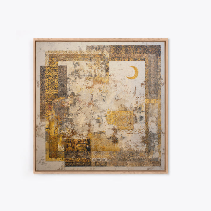 Abstract Shapes Layered Framed Canvas Print, Eclectic Art, Boho Decor, Living Room Decor, Abstract Art, Eclectic, Home Decor, ECL-1x1-100