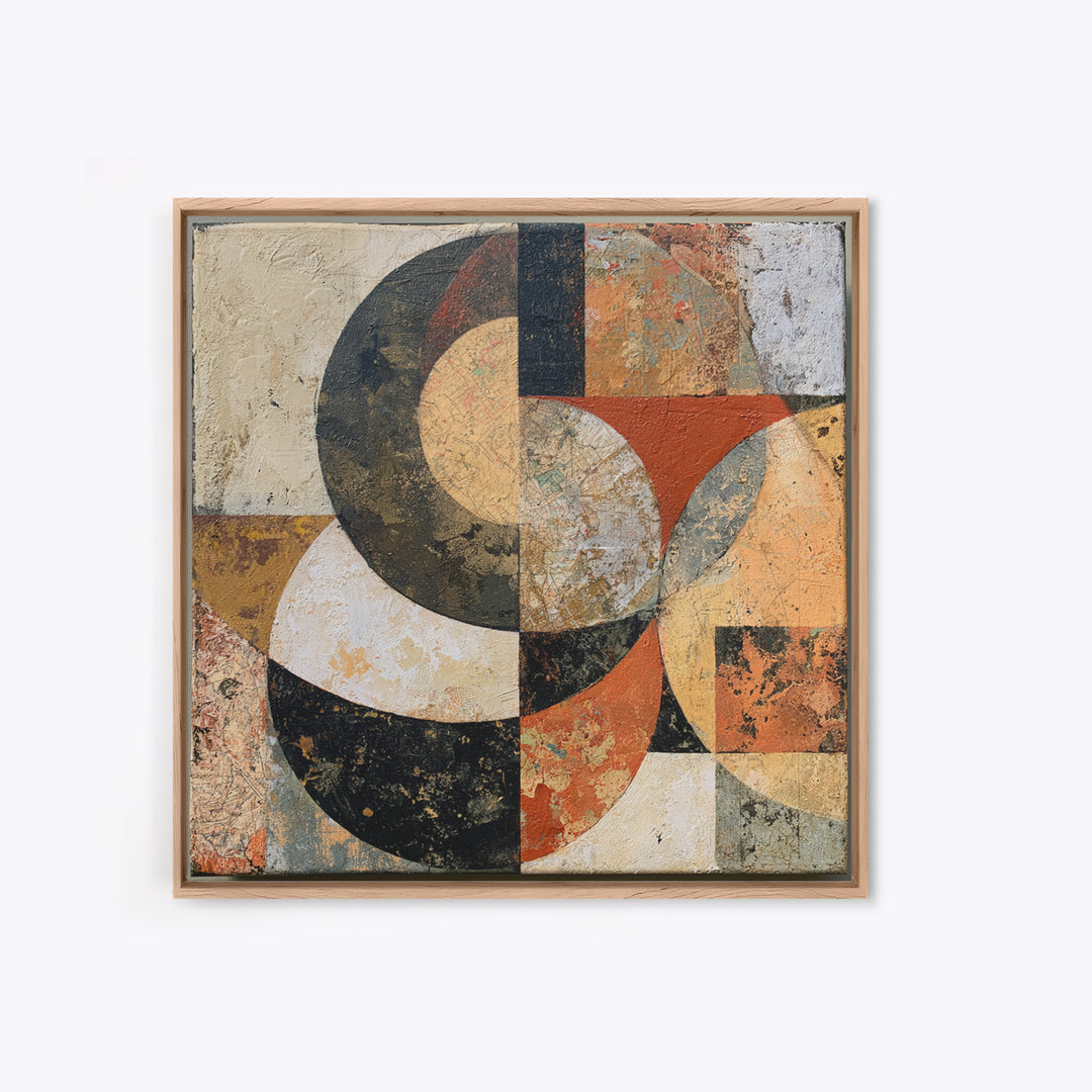 Abstract Shapes Layered Framed Canvas Print, Eclectic Art, Art Prints, Living Room Decor, Fine Art, Eclectic, Abstract Art, ECL-1x1-28