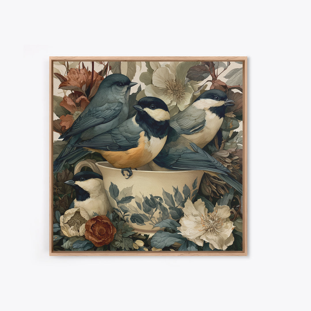 Odd Dream Garden Framed Canvas Print, Eclectic Art, Art Prints, Living Room Decor, Oil Painting, Eclectic, Abstract Art, ECL-1x1-41