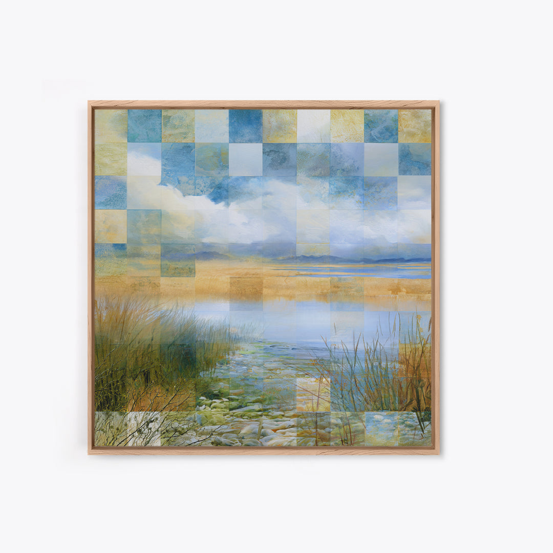 Playful Checkerboard Landscape Framed Canvas Print, Eclectic Art, Printable Wall Art, Living Room Decor, Fine Art, Eclectic, ECL-1x1-57