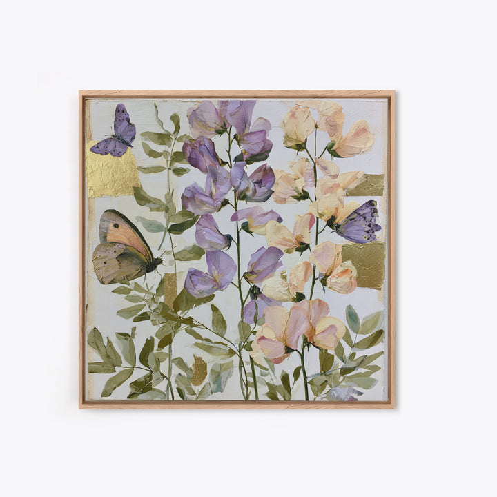 Botanical Collage with Butterflies and Old Paper Canvas Print, Eclectic Art, Digital Prints, Living Room Decor, Eclectic, ECL-1x1-61