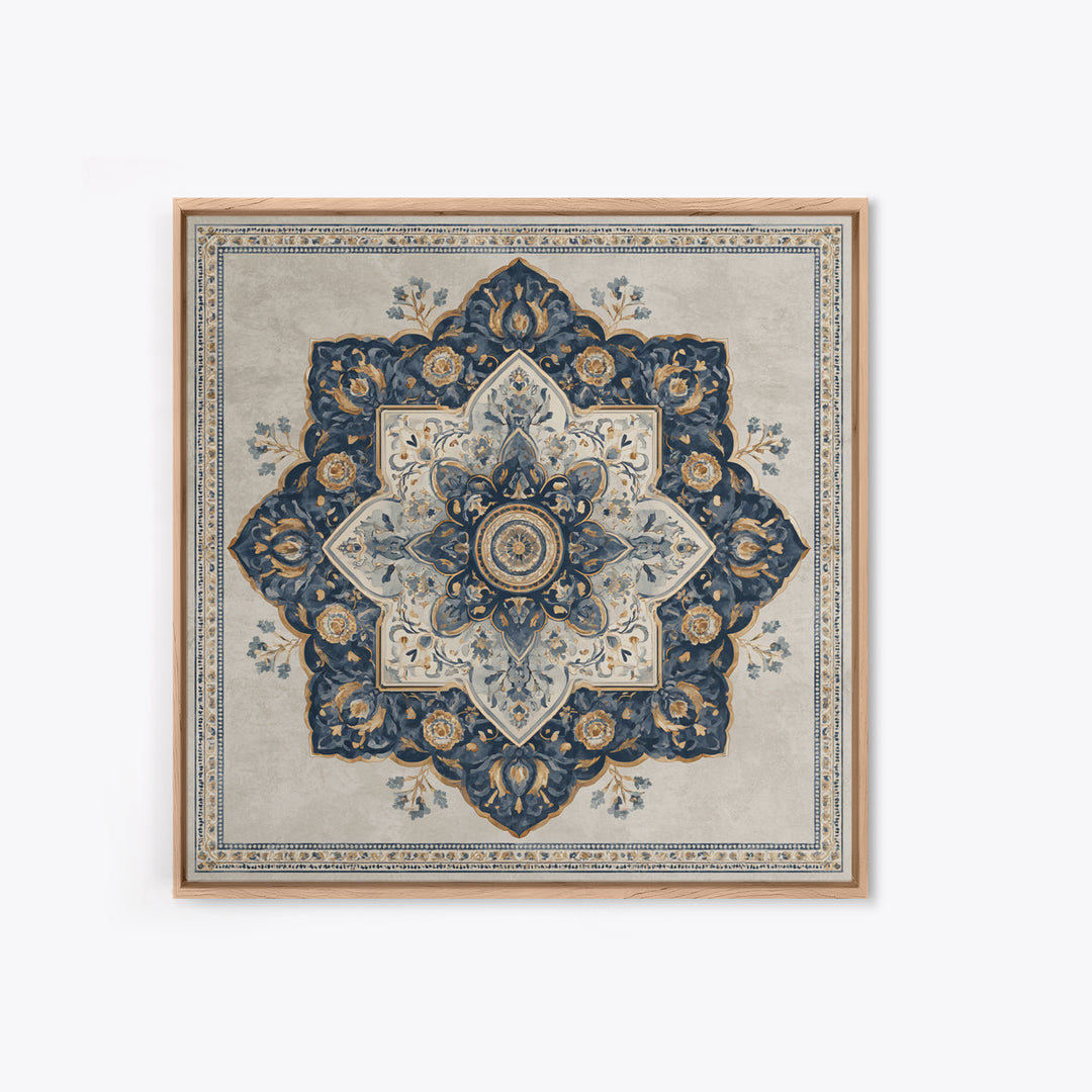 Layered Tapestry Pattern Framed Canvas Print, Eclectic Art, Portrait, Living Room Decor, Fine Art, Eclectic, Modern Decor, ECL-1x1-64
