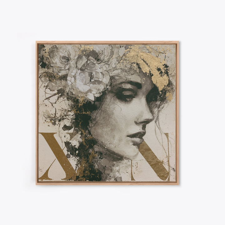 Mixed Media Woman Framed Canvas Print, Eclectic Art, Art Print, Living Room Decor, Oil Painting, Eclectic, Portrait, ECL-1x1-8