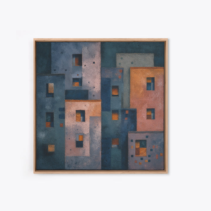 Playful Checkerboard Landscape Canvas Print, Eclectic Art, Boho, Living Room Decor, Oil Painting, Eclectic, Unique Wall Art, ECL-1x1-81