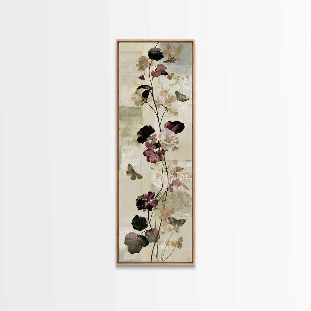 Botanical Collage with Butterflies and Old Paper Canvas Print, Eclectic Art, Wall Art, Living Room Decor, Fine Art, Eclectic, ECL-1x3-1