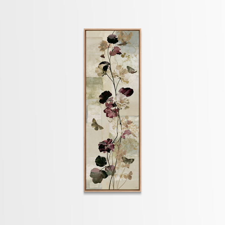 Botanical Collage with Butterflies and Old Paper Canvas Print, Eclectic Art, Wall Art, Living Room Decor, Fine Art, Eclectic, ECL-1x3-1