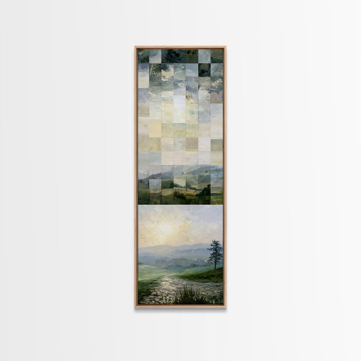 Bohemian Patchwork Landscape Canvas Print, Eclectic Art, Artwork, Living Room Decor, Eclectic, Boho Decor, Gallery Decor, ECL-1x3-12