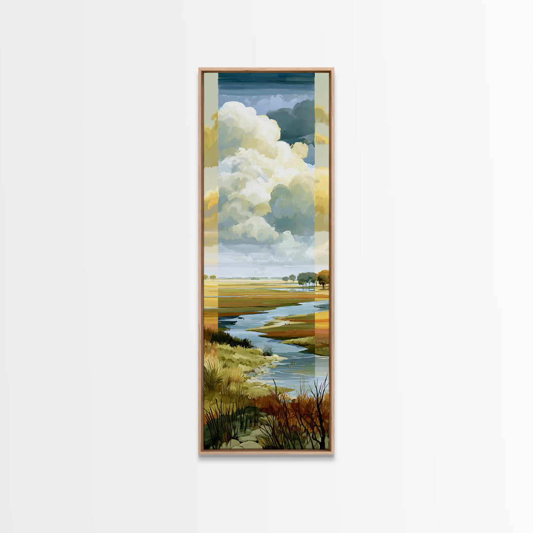 Playful Checkerboard Landscape Framed Canvas Print, Eclectic Art, Large Wall Art, Living Room Decor, Fine Art, Eclectic, ECL-1x3-45