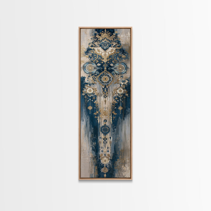 Layered Tapestry Pattern Framed Canvas Print, Eclectic Art, Dopamine Decor, Living Room Decor, Eclectic, Minimalist Decor, ECL-1x3-52